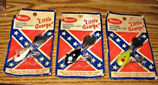 Three Vintage Manns Little George Lures Confederate Packages