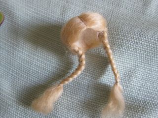 Antique Style Blonde Mohair Doll Wig With Braids 4 - 5 "
