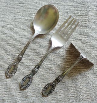 Antique 3 Pc Manchester Silver Co.  American Beauty Sterling Silver Child 