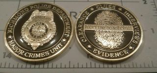 Richmond Police " Major Crimes Unit " Challenge Coin