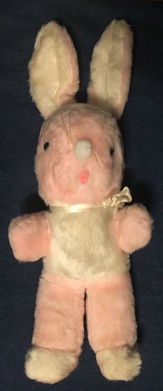 Vintage Happiness Aid Is A Toy By Well - Made Stuffed Pink Bunny Rabbit