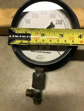 VINTAGE Marsh Instrument Co.  Pressure Gauge Meter Antique Steampunk 3.  5 