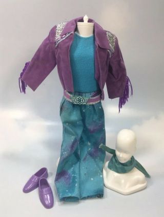 1989 Western Fun Ken Doll Cowboy Blue & Purple Outfit Fringe Jacket Shoes