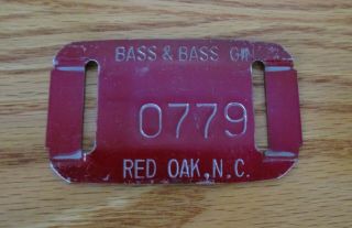 Vintage Bass & Bass Cotton Gin Metal Bale Tag 0779 Red Oak North Carolina