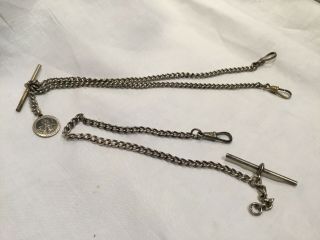 Antique Vintage Silver Plated Pocket Watch Chains/alberts X 2