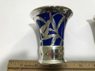 Blue Spahr Porcelain Vase With Sterling Silver Overlay,  Mid Century,  German