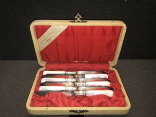 Mother Of Pearl & Sterling Silver Knife Set Of 6 By Jeweler J.  W.  Turrell