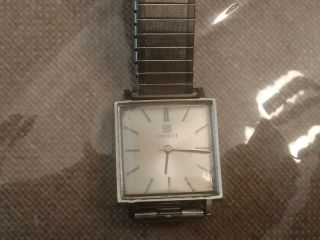 Vintage Stainless Steel Square Tissot Mens Watch 17 Jewels