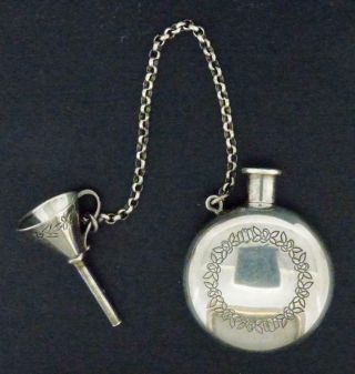 Vintage/antique England Sterling Silver Perfume Bottle With Chain Funnel