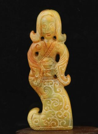 Chinese Natural Jade Hand - Carved Statue Buddha Pendant 3 Inch
