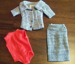 Vintage 1962 Barbie Career Girl 954 Tweed Suit & Red Knit Blouse