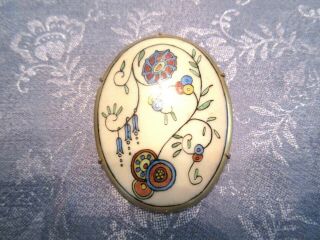 Antique Vintage Pin Brooch Porcelain Art Nouveau Style