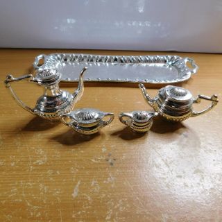 Look A Like Silver Tray With Tea And Coffee Pots