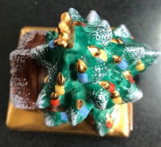 Limoges Trinket Box Christmas Tree WITH MANGER RARE 3 1/2 X 2 1/4 7