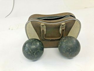 Vintage Duck Pin Bowling Balls W Bag 3 Lb 12 Ounces Bocce Lawn Duckpin