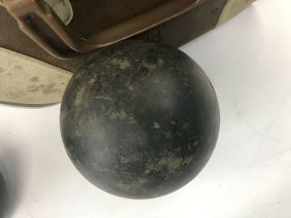 Vintage Duck Pin Bowling Balls w Bag 3 lb 12 ounces bocce lawn duckpin 8