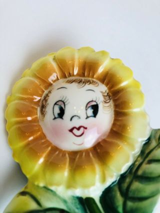 Vintage JP Japan Lefton Cornflower Sunflower Smiling Faces Salt & Pepper Shakers 5