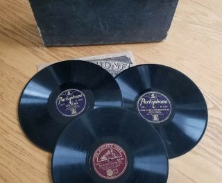 Antique Record Carrying Case from Selfridge & Co.  w/78 rpm Records 6