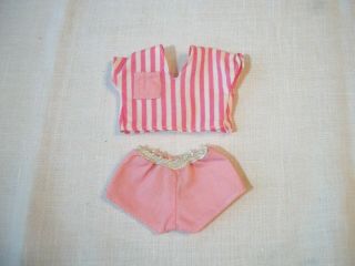 Vintage Nasb Muffie Doll Pink Shorts And Pink/white Striped Top With Pocket