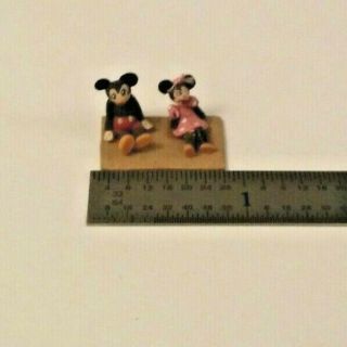Vintage Dollhouse Miniature Artisan Mickey And Minnie Mouse Ooak