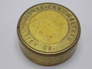Antique 18 Size American Waltham Watch Co Pocket Watch Movement Tin