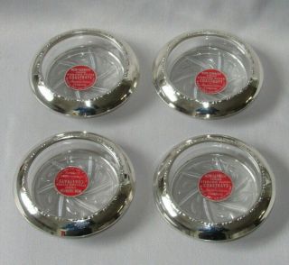 Vintage Amston Sterling Silver Coasters Set Of (4) Orig.  Box & Tags