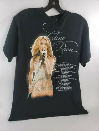 Celine Dion Vintage Black Concert Shirt Size Large Made In Usa Tags Song List