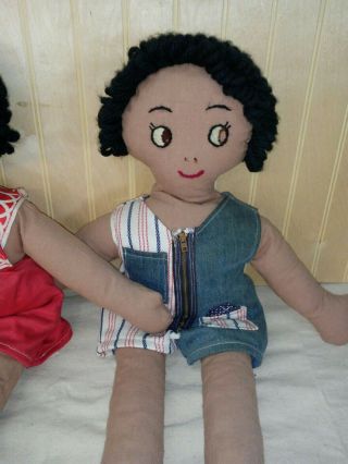 Vintage Black Rag Doll Boy/ Girl Americana Stuffed Handmade Clothes 3