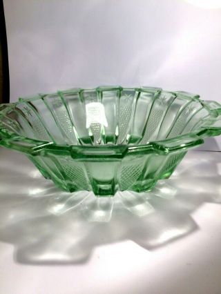 Stölzle Art Deco Green Glass Large fruit or Salad Bowl 3
