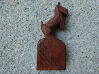 Antique Hand Carved Wood Dog Sculpture Small Scottish Terrier Figure Folk Art