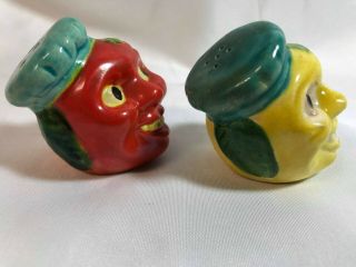 Vintage Vegetable Anthropomorphic Salt & Pepper Shakers with Faces 5