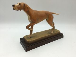 Vintage Anri Large Pointer Helmut Diller Signed Carved Wood Dog - 2