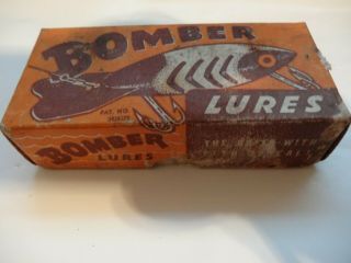 (2) Vintage Bomber Bait Wood Fishing Lures,  Yellow/silverflake,  (1) Box & Paper