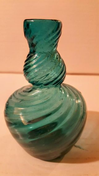 Antique 1800s Light Blue Swirl Pattern Hand Blown Glass Cologne/perfume Bottle