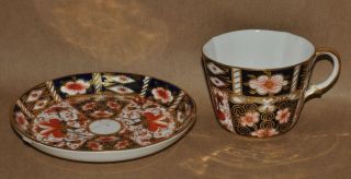 Antique Royal Crown Derby Porcelain Traditional Imari Fluted Cup & Saucer 2451 2