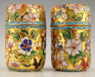 2 Vintage Chinese Cloisonne Enamel Jewelry Box Old Collectible Gifts
