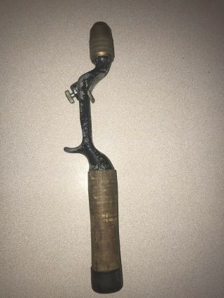 Vintage Pistol Grip Casting Fishing Rod Handle,  Metal And Cork.