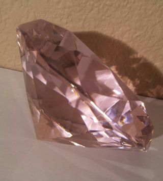 Huge 5 " Diamond Cut Crystal Pink Gem Gemstone For Paperweight Or Display