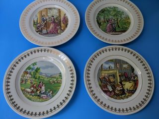 Roy Thomas Currier And Ives " The Four Seasons Life " Set Of 4 Plates 8 1/4 "