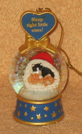 Danbury Cat Water Globe Ornament " Sleep Tight Little Ones "