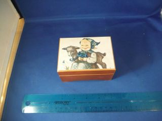 Vintage Hummel Girl With Lamb " Fascination Waltz " Glass Covered Music Box