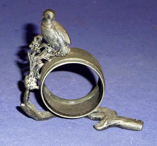Antique Napkin Ring With Bird On A Limb Marked Meriden Co.