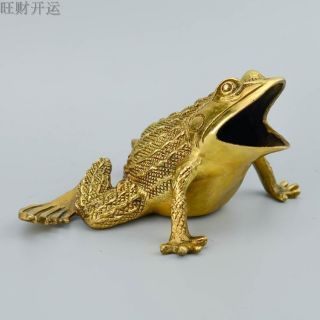 Decoration Antique China Brass Hand Made Fengshui Lucky Frog Toad Statue