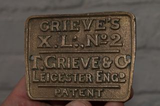 Old Reclaimed Brass T.  Grieve & Co Xl No.  2 Knitting Machine (socks) Plaque Sign
