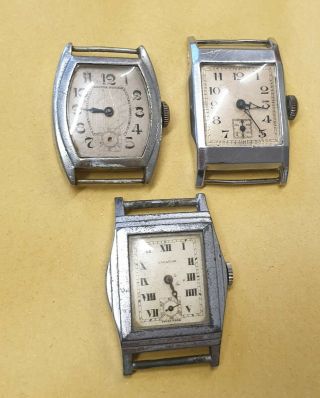 3 X Vintage Deco Era Fixed Wire Lug Watches,  Vacation & 2 Others