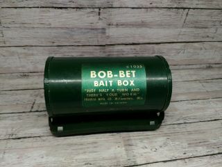 Vintage Frabill Bob - Bet Metal Fishing Bait Box Rotating Wisconsin Milwaukee