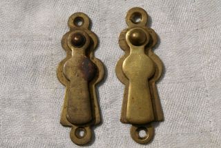 2 Very Similar Reclaimed Brass Door Lock Covers Escutcheons Surrounds
