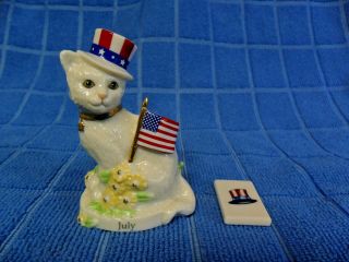 Lenox Perpetual Calendar Replacement Cat Figurine & Tile July Playful Kitten