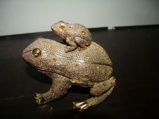 BOMBAY COMPANY Frog Desk Set | Jeweled w/ Letter Opener | Gold Rhinestone Froggy 4