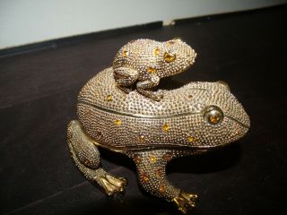 BOMBAY COMPANY Frog Desk Set | Jeweled w/ Letter Opener | Gold Rhinestone Froggy 6
